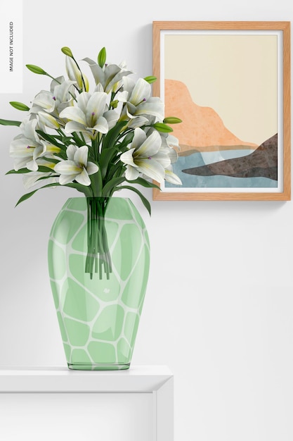 Vase en verre avec maquette de cadre