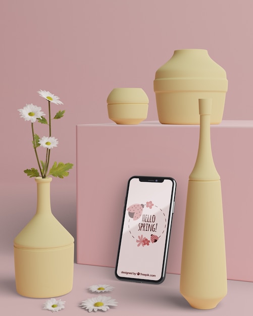 PSD vasen des modells 3d für blumen mit mobile