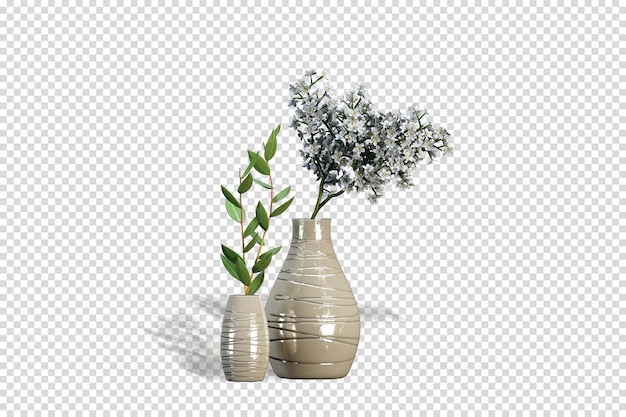 Vasi di fiori secchi in rendering 3d