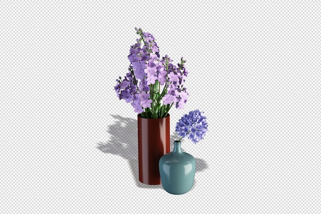 Vasi di fiori secchi in rendering 3d