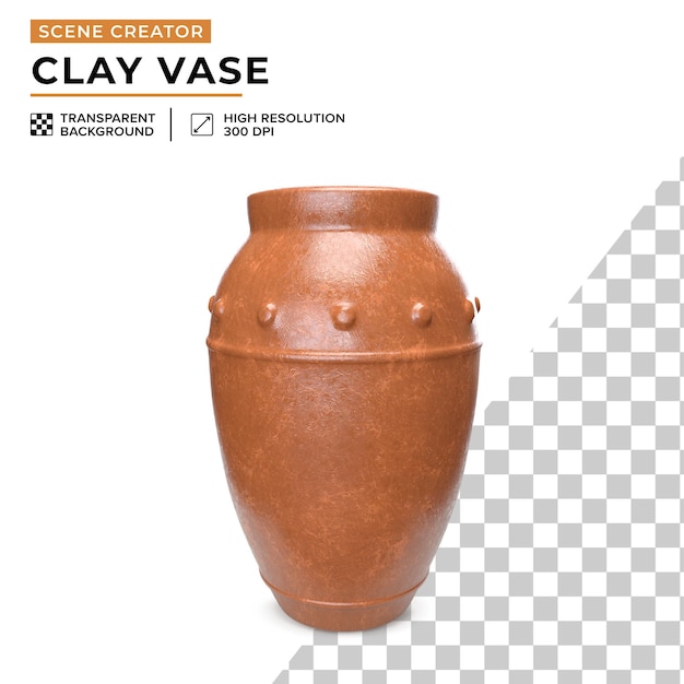 vaso de arcilla marrón decorado para crear una escena