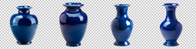PSD vaso azul cobalto brillante con un esmaltado liso aislado sobre un fondo transparente