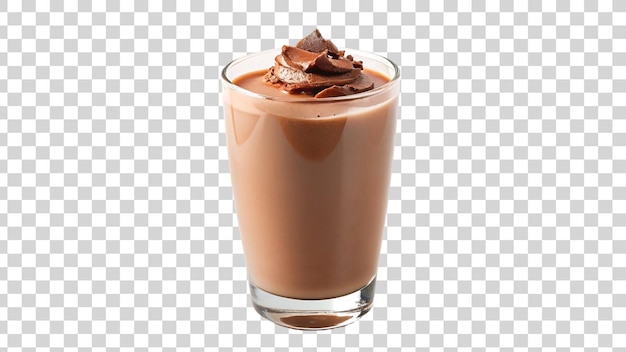 PSD vaso de batido de chocolate con crema batida aislado sobre un fondo transparente