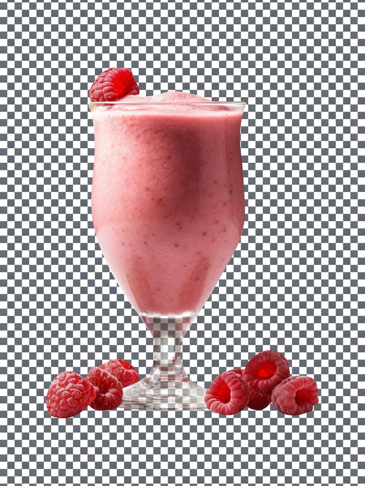 PSD vaso de batido de frambuesa limón fresco aislado sobre un fondo transparente