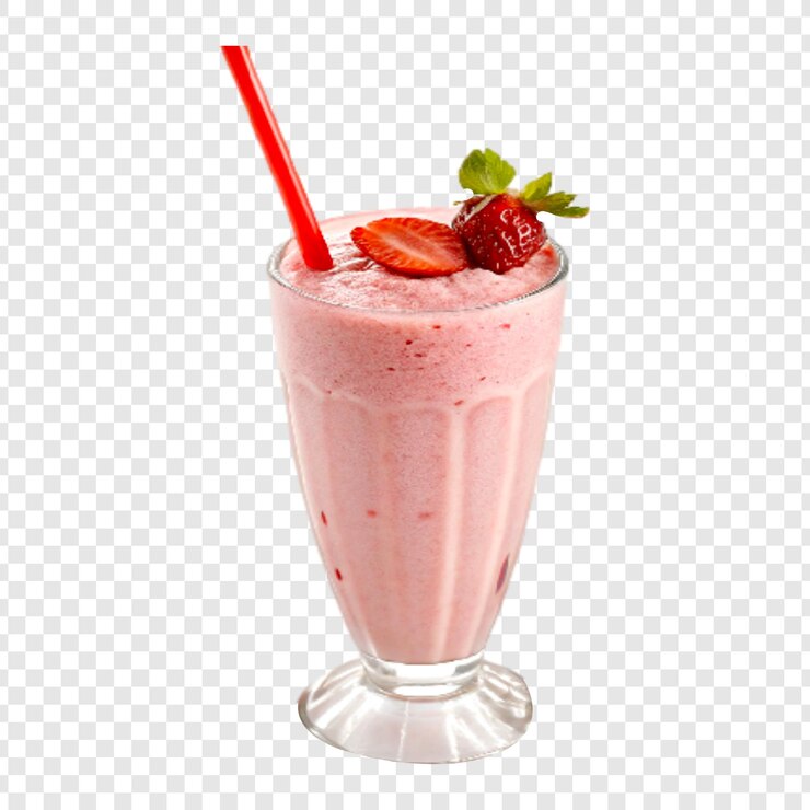PSD un vaso de batido de fresa png aislado sobre un fondo transparente
