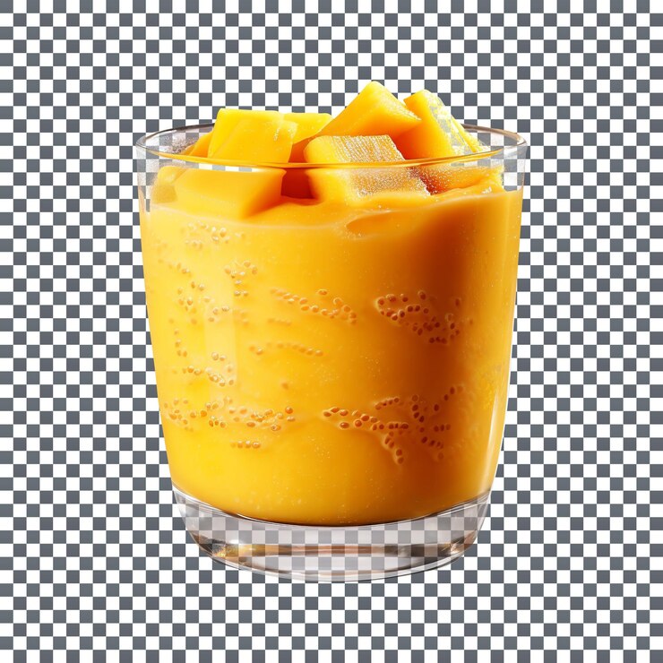 PSD vaso de batido de mango y piña fresco aislado sobre fondo transparente