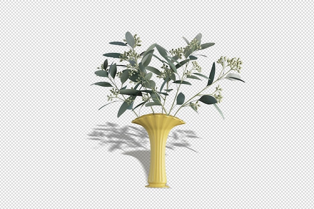 Vaso bonito com flores em renderização 3D
