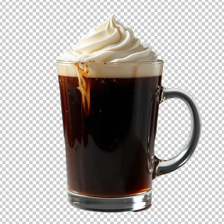 PSD un vaso de café helado con nata batida y nata batida