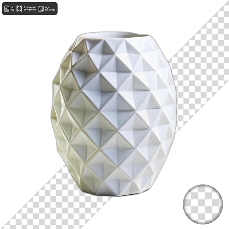 PSD vaso de cerámica blanca geométrica
