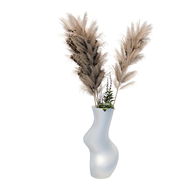 Vaso de cerámica moderno con hierba de pampa y suculentas sobre un fondo negro ideal para la decoración del hogar o