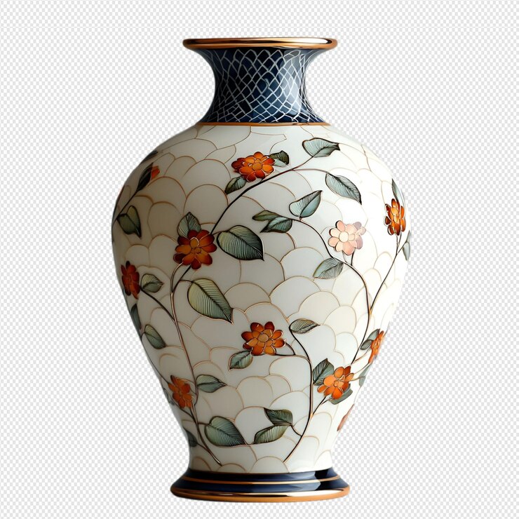 vaso de cerámica sobre un fondo blanco