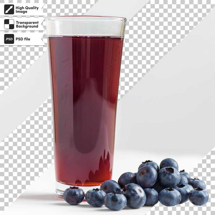 PSD un vaso de cerveza con un montón de arándanos en él