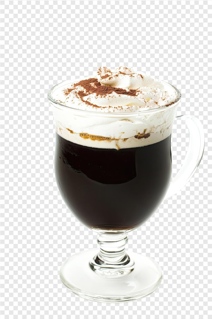 PSD un vaso de cerveza oscura con una bebida espumosa en él