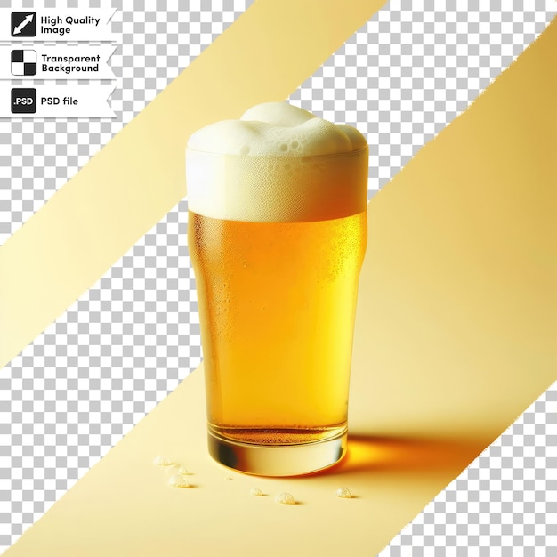 Vaso de cerveza psd con fondo transparente de cebada