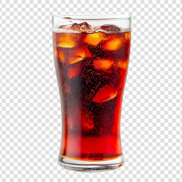 PSD vaso de cola con hielo y burbujas