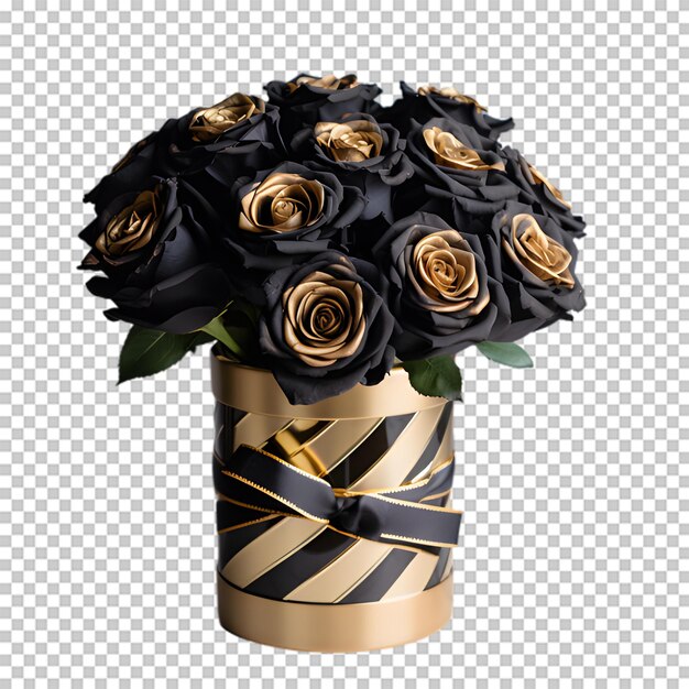 Vaso com flor preta isolada em fundo transparente