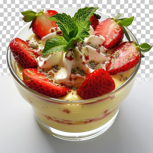 PSD un vaso de crema de fresa con fresa y crema