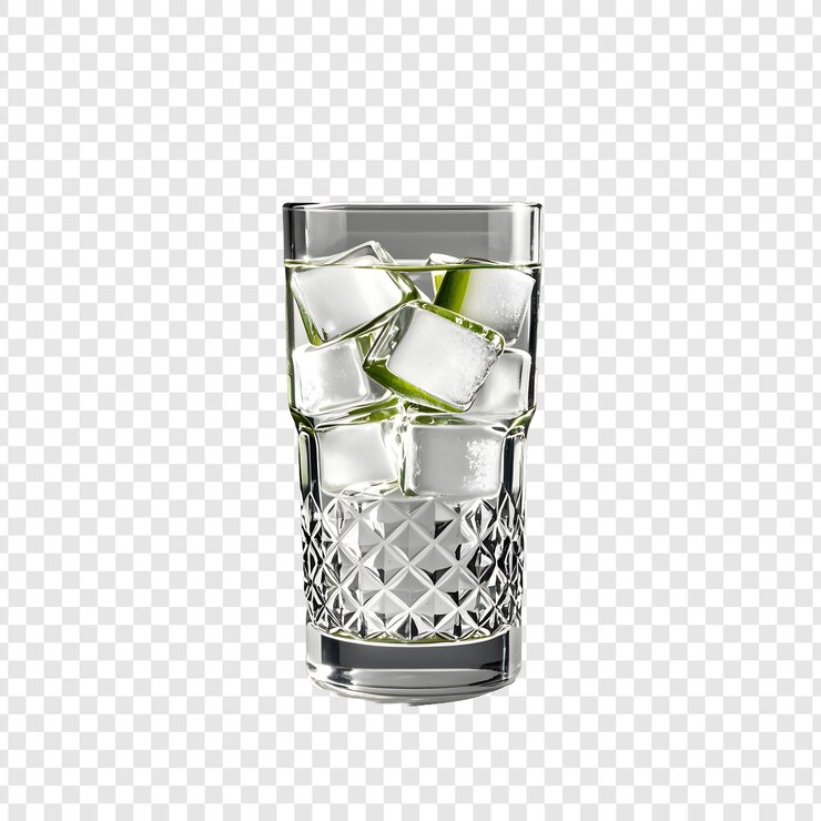 PSD un vaso de cubitos de hielo con hielo y hielo