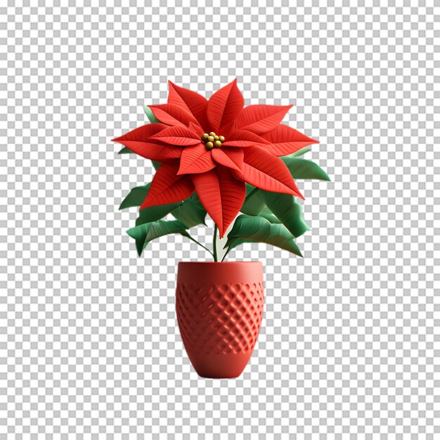 PSD vaso de flor de poinsettia isolado em fundo transparente