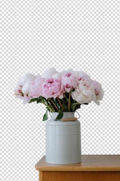 Vaso De Flores Na Mesa PNG