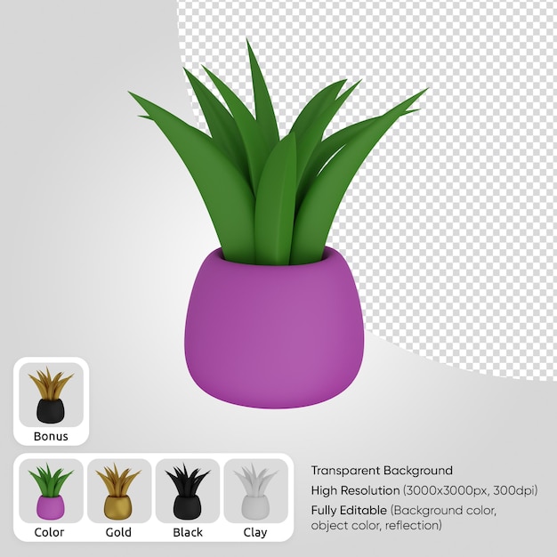 Vaso de plantas 3d