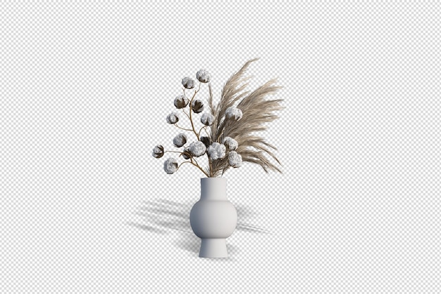 Vaso di fiori in rendering 3d
