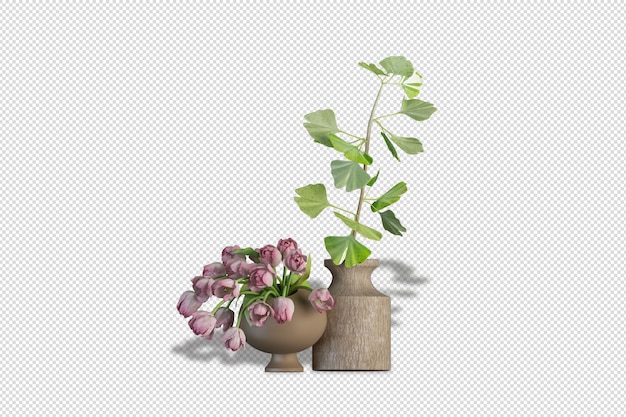 vaso di fiori in rendering 3d
