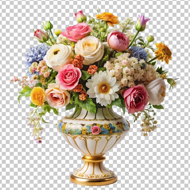 PSD vaso de flores en fondo transparente barroco