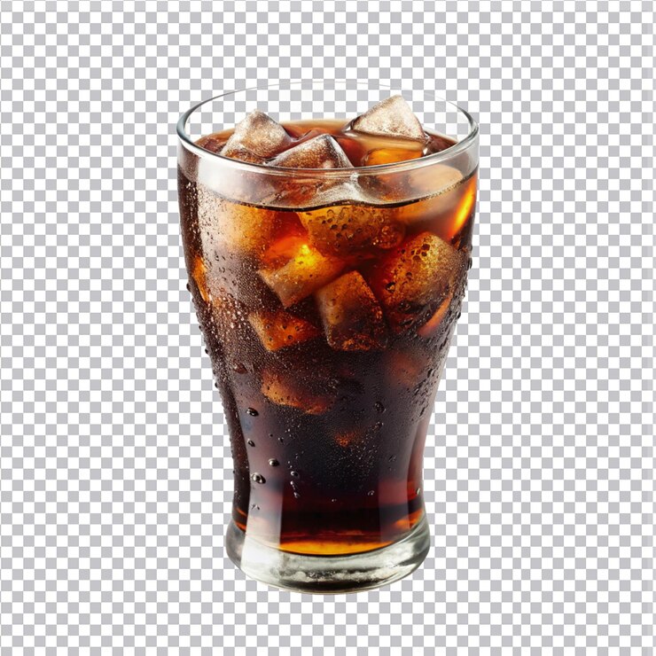 PSD un vaso de helado con cola en un fondo transparente