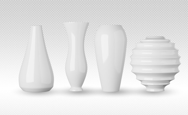 Vaso in ceramica bianca isolato su sfondo alfa rendering 3d