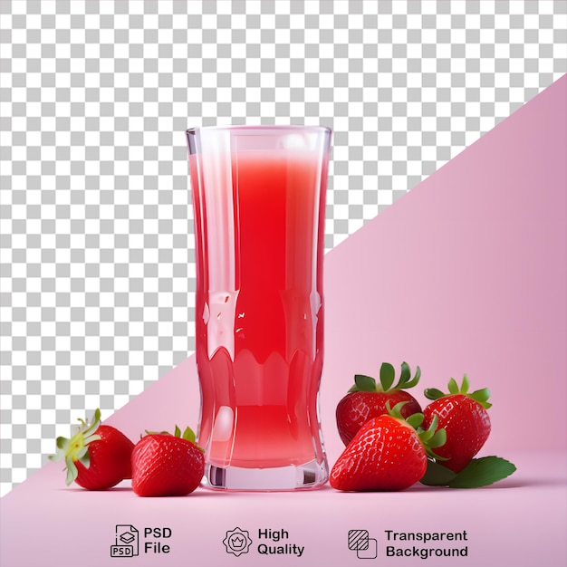 Vaso de jugo de fresa aislado sobre un fondo transparente incluye archivo png