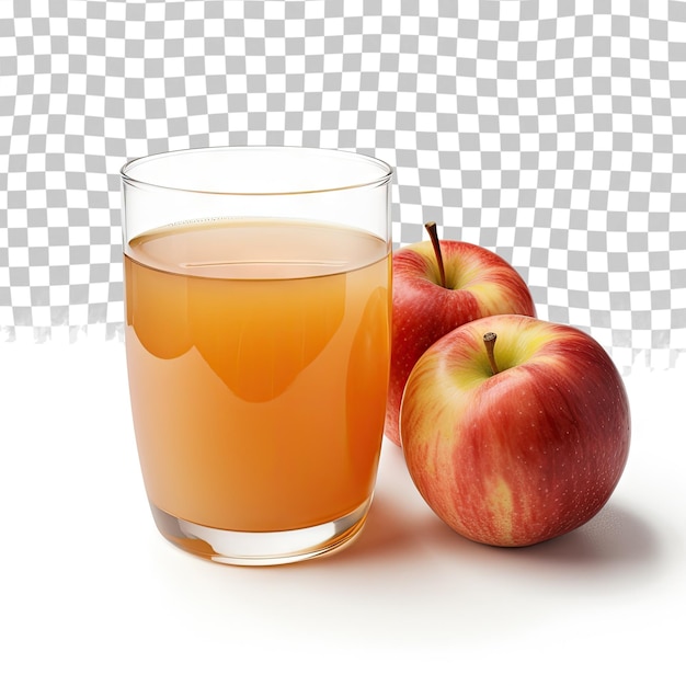 PSD vaso de jugo de manzana fresco medio completo aislado en un fondo transparente ruta de recorte profundidad de campo completa