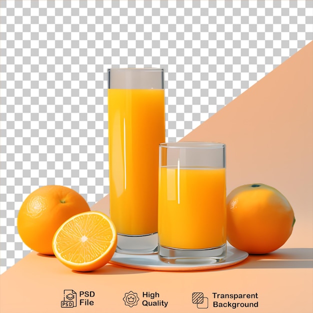 PSD un vaso de jugo de naranja aislado sobre un fondo transparente incluye un archivo png