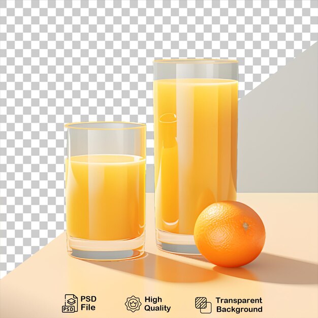PSD un vaso de jugo de naranja aislado sobre un fondo transparente incluye un archivo png