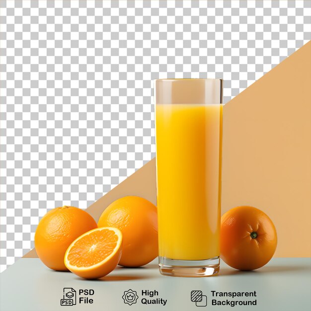 Un vaso de jugo de naranja aislado sobre un fondo transparente incluye un archivo png