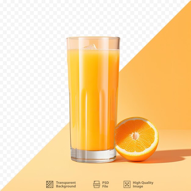 PSD un vaso de jugo de naranja con una naranja en él