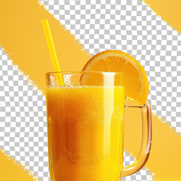 PSD un vaso de jugo de naranja con una pajita en él