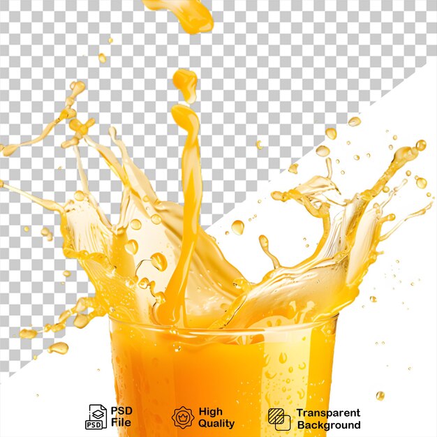 PSD un vaso de jugo de naranja que está en un fondo transparente con un archivo png