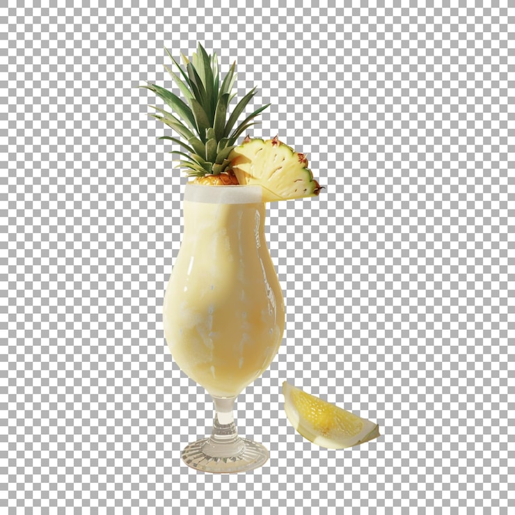 PSD vaso de jugo de piña en un fondo transparente generado por ai