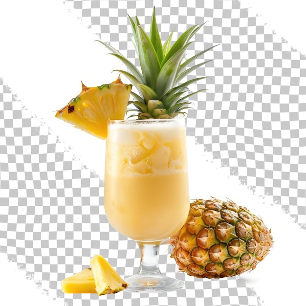 PSD un vaso de jugo con una piña y una piña en él