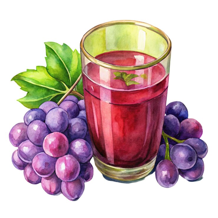 PSD vaso de jugo de uva sobre un fondo blanco