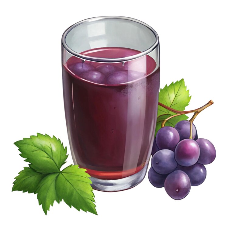 PSD vaso de jugo de uva sobre un fondo blanco