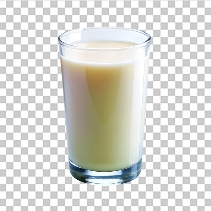 PSD vaso de leche aislado sobre un fondo transparente