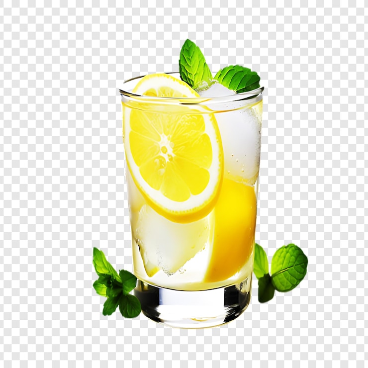 PSD un vaso de limonada recién exprimida con una rodaja de limón