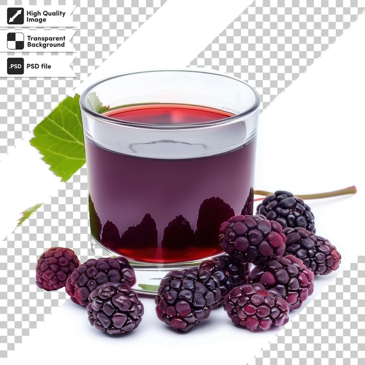 PSD un vaso de líquido con una imagen de una morera en él