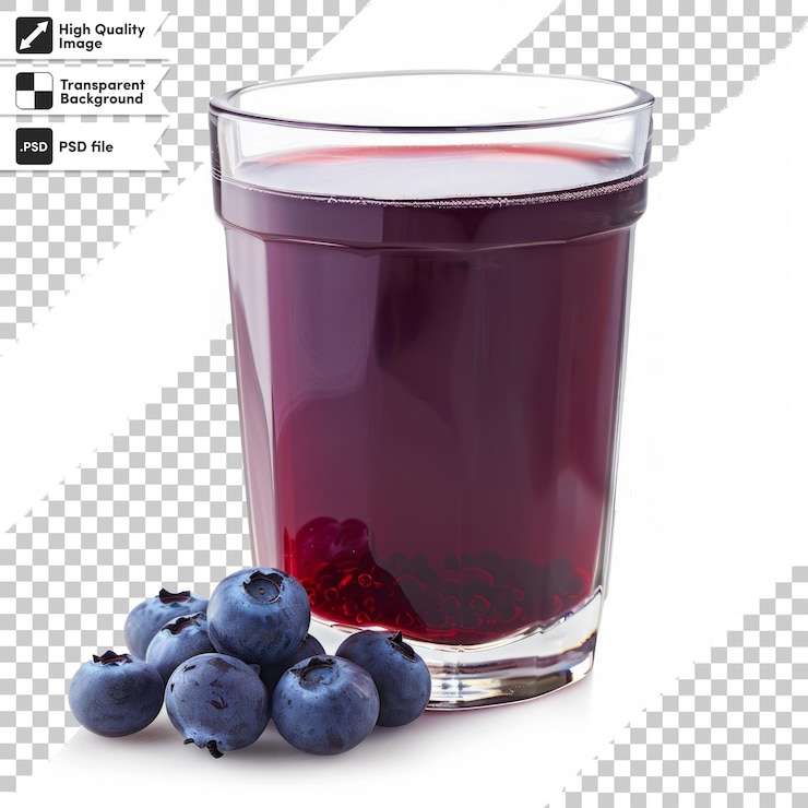 PSD un vaso de líquido rojo con unos arándanos en él