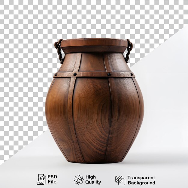 PSD vaso de madera sobre un fondo transparente