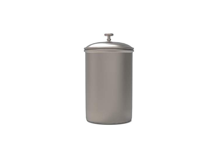 PSD vaso metallico isolato su sfondo bianco utensili da cucina