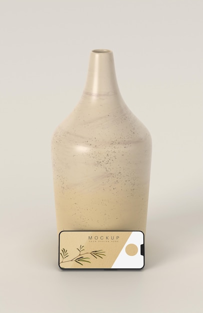 Vaso mínimo e maquete de telefone