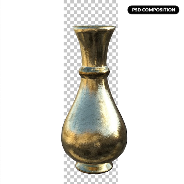 Vaso ornamental dourado em fundo transparente